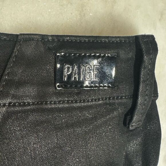 PAIGE Mayslie Straight Ankle Pants in Black Fog Luxe Coating - Size 30 - Picture 11 of 16